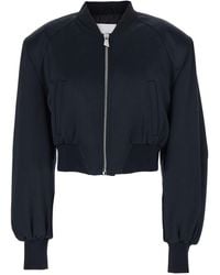 The Attico - Cropped Bomber Jacket With Tonal Logo Lettering Embroidery On The Front - Lyst