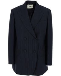 Fendi - Double-Breasted Jacket With Peak Revers And Pinstripe Motif - Lyst