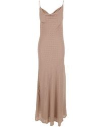 Pinko - Long Dress With Draped Neckline And Open Back - Lyst