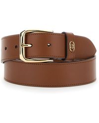 Gucci - Belt With Adjustable Buckle Cosure And Double G Logo Plaque On The Loop - Lyst