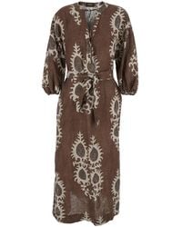 Bazar Deluxe - Long Dress With V-Neck And All-Over Floral Print In - Lyst