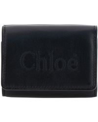 Chloé - Portafoglio Bi-Fold 'Sense' Con Logo Ricamato Tono Su Tono - Lyst