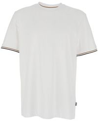 BOSS - Crew Neck T-Shirt With Contrasting Details On The Slee - Lyst