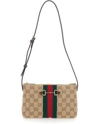 Gucci - Crossbody Bag With Adjustable Strap And Horsebit Plaque On The Front - Lyst