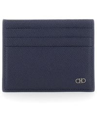 Ferragamo - Portacarte Con Micro Gancini Sul Fronte E Logo Lettering Sul - Lyst