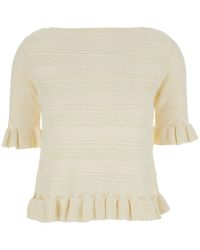 Twinset - Sweater With Ruffles And Perforated Design - Lyst