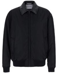 Balenciaga - Bomber Jacket With Shirt Collar And Logo On The Front - Lyst