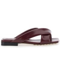Bottega Veneta - 'Cushion Lux' Sandals With Square Toe - Lyst