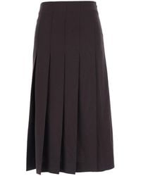 Le Plain - Midi Skirt With Hiddden Side Zip Closure And Pleated Des - Lyst