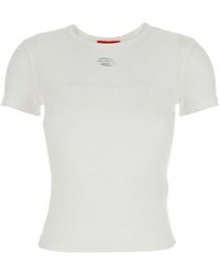DIESEL - T-Shirt With Logo On The Front And Ribbed Design - Lyst