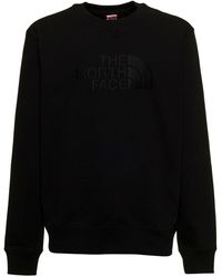 The North Face Cotton Crew Neck Sweatshirt With Men's Logo Print - Black