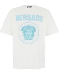 Versace - T-Shirt Girocollo Con Maxi Stampa Sul Fronte - Lyst