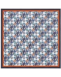 Fendi - Square Scarf With All-Over Geometric Print And Ff Mot - Lyst