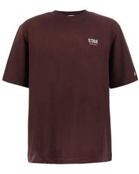 Golden Goose - Crew Neck T-Shirt With Logo Lettering On The Fro - Lyst