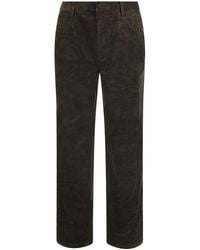 Calvin Klein - Velvet Pants With Pockets And Straight Hems - Lyst