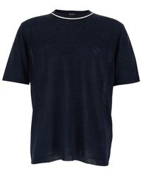 Giorgio Armani - Crew Neck T-Shirt With Tone-On-Tone Logo On The Front - Lyst
