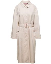 Gucci - White Single-breasted Trench Coat With Matching Belt In Cotton Blend - Lyst