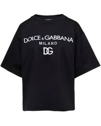 Dolce & Gabbana - T-Shirt Oversize Con Stampa Logo Lettering - Lyst