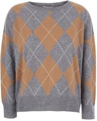 SOLOCASCMIR - Sweater With Round Neck And Diamond Motif - Lyst