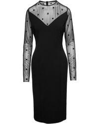 Givenchy - Midi Dress With Long Sleeves And 4G Logo Tulle Inserts - Lyst