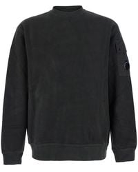 C.P. Company - Sweatshirt With Round Neck And Logo Patch On The Sle - Lyst