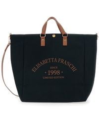 Elisabetta Franchi - Shopper Tote Bag With Leather Handles - Lyst
