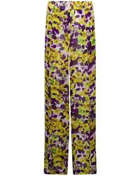 Dries Van Noten - Multicolor Wide Leg Pants With Floral Print All-over In Viscose Woman - Lyst