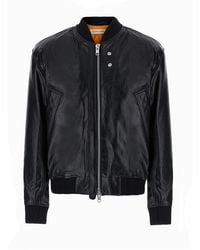 sunflower - Leather Bomber Jacket With Long Sleeves And Front Closure, I - Lyst