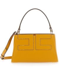 Elisabetta Franchi - Ecoleather Handbag With Metal Details And Elegant F - Lyst