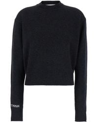 Sportmax - 'Agadir' Crewneck Sweater With Logo Lettering On The Sleeve - Lyst