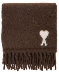 Ami Paris - Alpaca And Wool Scarf With Ami De Coeur Jacquard Unise - Lyst