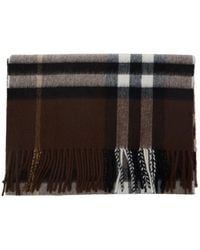 Burberry - Rectangular Scarf With Fringed Hem And All-Over Check Motif - Lyst