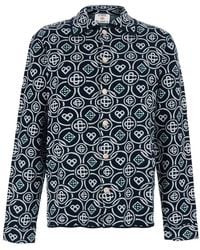 CASABLANCA - Shirt With Classic Collar And All-Over Logo Monogram I - Lyst