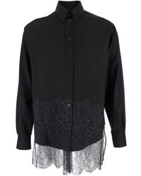Fendi - Shirt With All-Over Striped Motif And Lace Embroidery On The Hem - Lyst