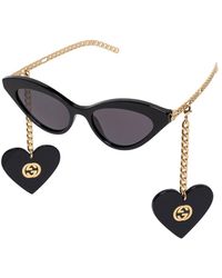 Occhiali da sole a forma di cuore di Gucci in Nero | Lyst