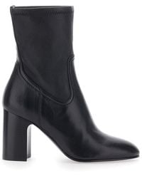 Stuart Weitzman - Mulberry Stretch Bootie Leather Ankle Boots With Side Zip And Medium Heel - Lyst