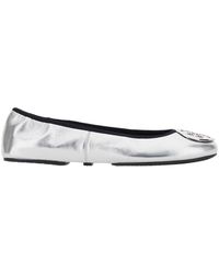 Tory Burch - Colored Ballerinas With Logo Plaque On The Front And Elasticated Design - Lyst
