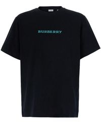 Burberry - 'Ryan' Tshirt With Logo On The Front And Maxi Logo On The Back - Lyst