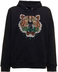 KENZO Felpa nera in jersey con logo tiger seasonal uomo - Nero