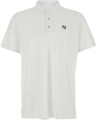 Fendi - T-Shirt 'Piquet' With Round Neck And Logo On The Front - Lyst