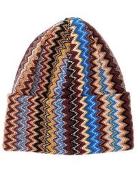 Missoni - Beanie With Turn-Up Brim Zigzag Motif - Lyst