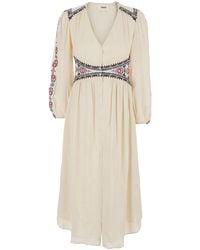 Ba&sh - 'Tina' Long Dress With V-Neck And Embroidery Decorations I - Lyst