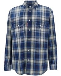 DSquared² - Shirt With Classic Collar And All-Over Check Motif - Lyst