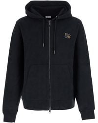 Burberry - 'Scott' Hoodie With Fixed Hood And Logo Patch On The Fr - Lyst
