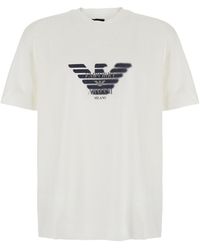 Emporio Armani - T-Shirt Multilogo Cotton Lyocell T-Shirts - Lyst