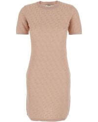 Fendi - Short Sleeve Dress With All-Over Ff Motif - Lyst