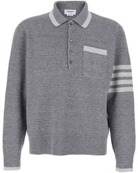 Thom Browne - Polo Shirt With 4-Bar Detail On The Sleeve - Lyst