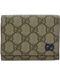 Gucci - Beige And E Tri-fold Wallet With Contrasting gg Detail In gg Supreme Fabric And Leather - Lyst