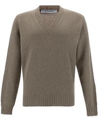 GAUDENZI - Sweater With V-Neck And Ribbed Finishes - Lyst