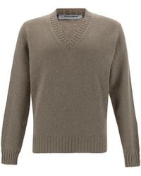 GAUDENZI - Sweater With V-Neck And Ribbed Finishes - Lyst